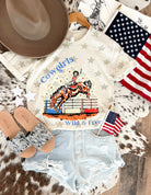 Western 4th Of July-Cowgirls Wild & Free Stars Cream Tee