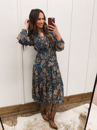 Wildflower Paisley Dress (Blue)