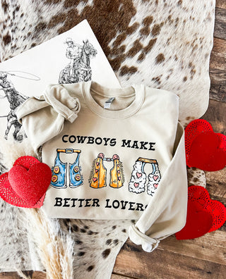 Cowboys Make Better Lovers Valentines Design Tee or Sweatshirt (cream) (Adult)