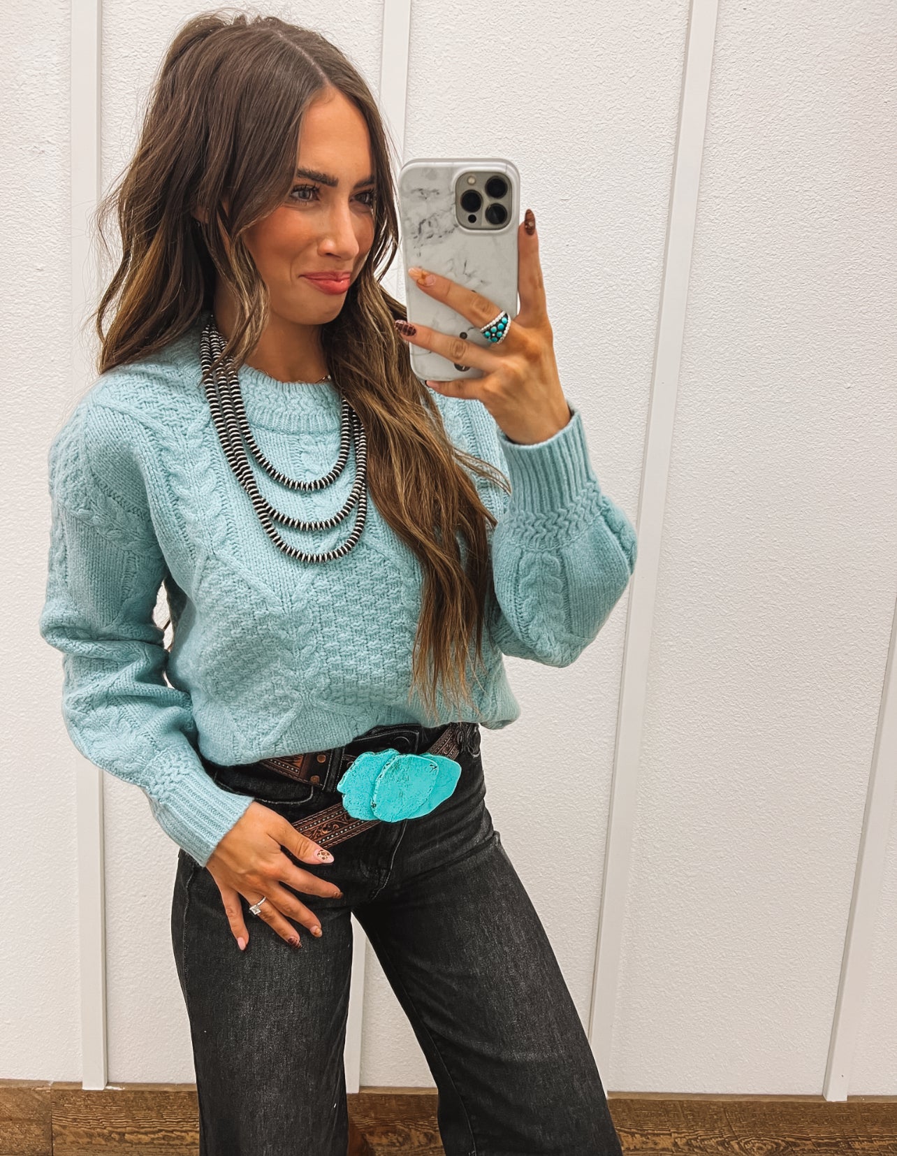 *Free Spirit Cut Out Sweater (Pale Blue) theFRINGEDpineapple
