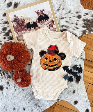 Jack-o-cowboy Halloween Design Onesie/Tee (little kid)(cream)