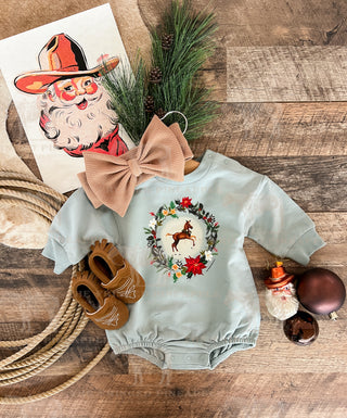 Colt Wreath Christmas Bubble Romper (Green)