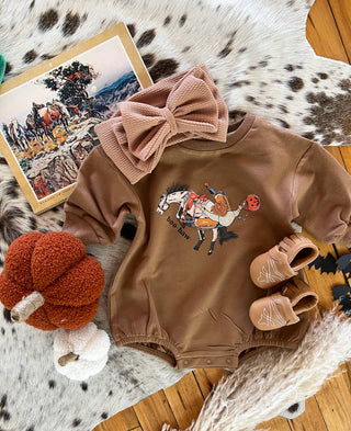 Halloween buck off cowboy Bubble Romper (Cognac)