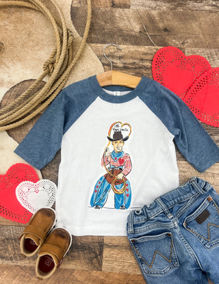 I’ll Rope You In Raglan Tee (Toddler)(blue/White)