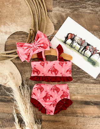 Pink Night Bronc Rider Two Piece Swimsuit (Minis)