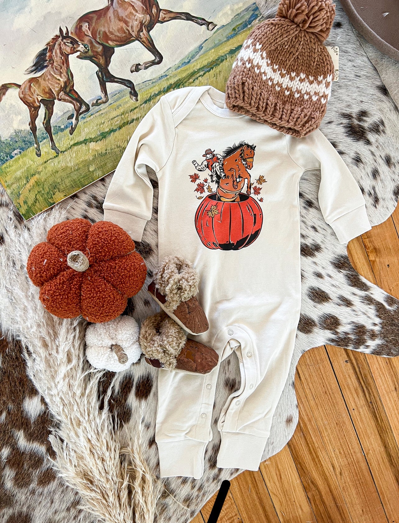 Cowboy Pumpkin One piece Long Sleeve Onesie(Aspen)