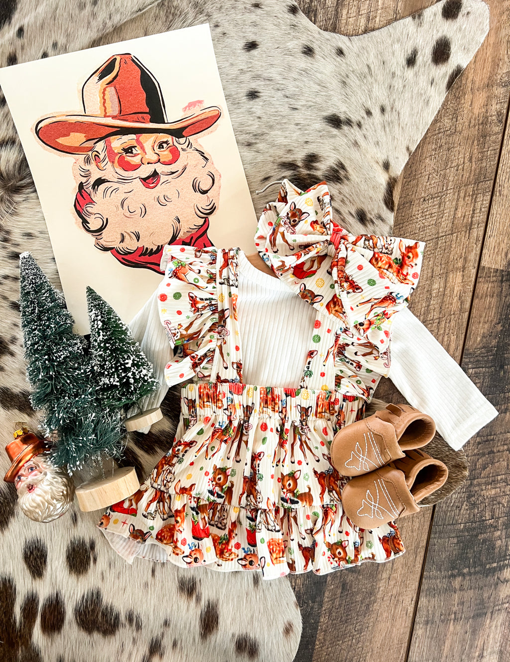 Howdy Reindeer Christmas  Romper Dress((Little Kid)