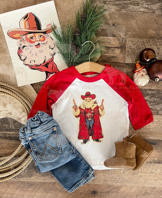 Outlaw Santa  Christmas Raglan Tee (Toddler)