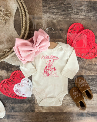 Pink Rodeo Romeo Valentines (L/S Onesie)(S/S Tee Toddler/Youth)(Cream)