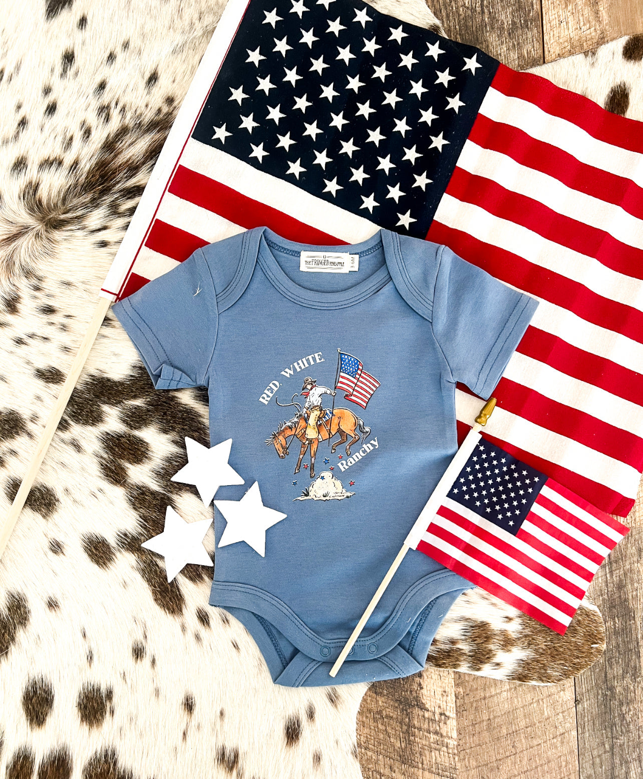 Western 4th Of July-Red White Ranch Cowboy(Infant/Toddler/Youth)(Blue)