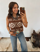 South West Button Up Vest (Brown) Tops - Outwear