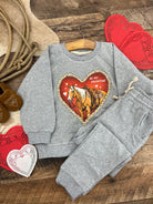Red Heart Horse Valentines Lounge Set(Infant/Toddler)(grey)