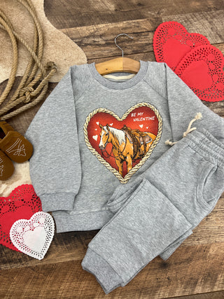 Red Heart Horse Valentines Lounge Set(Infant/Toddler)(grey)