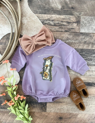 Wildflower Chaps L/S Bubble Romper  (purple)