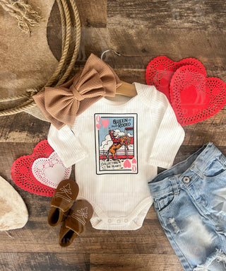 Queen of Hearts Valentines Design (L/S Ribbed Onesie)(S/S Tee-Toddler/Youth)(White)