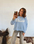 Howdy Crochet Sweater (Dusty Blue)