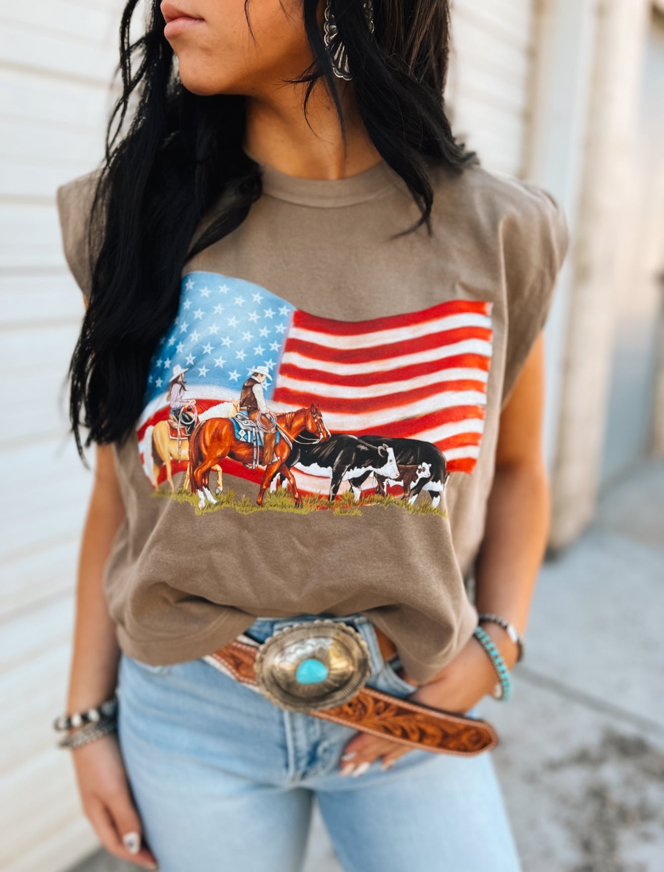 Stars Stripes & Saddle Rides Muscle Tank