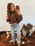 It Girl Cable Knit Sweater (Brown) Tops - Sweaters