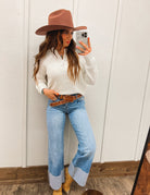 Half Zip Pullover Sweater(Ivory) Tops - Outwear