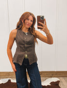Five to Nine Leopard Denim Vest Tops - Sweaters