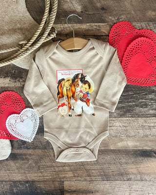 Pardner Vintage  Cowboy Valentines (L/S Onesie)(S/S Tee Toddler/Youth)(Cream)