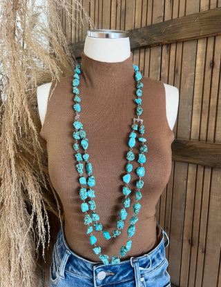 The Eye Catcher Turquoise Beaded Necklace(2 Strand)