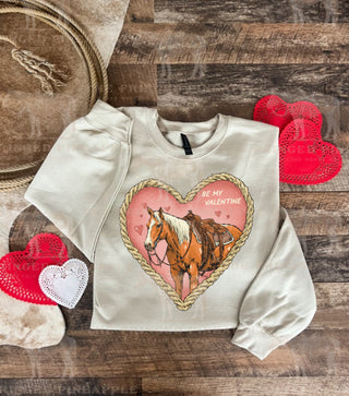 Heart Horse Valentines Tee or Sweatshirt (Adult) (Cream)