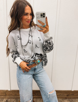 (restocking) Sparkle Brand Cowboy Bar Sweater