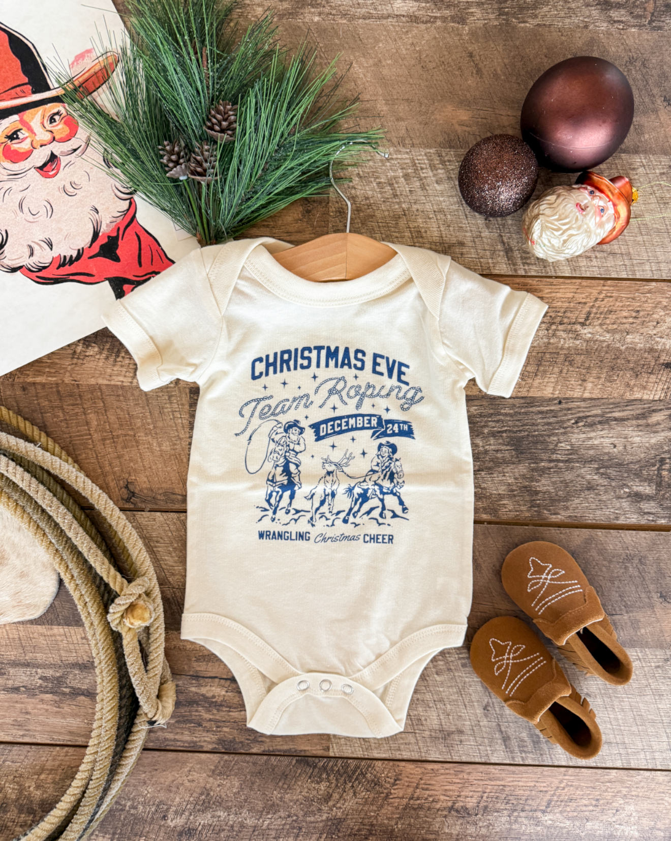 Christmas Eve Team Roping Christmas Design (Onesie/Youth Tee)