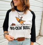 Boo-kin’ Bulls– Raglan Tee(White/Black)
