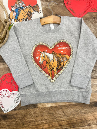 Red Heart Horse Valentines Sweatshirt(Infant/Toddler/Youth)(grey)