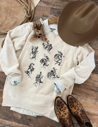 Rowdy Rodeo Tee Or Sweatshirt (Adult)(Heather Cream)