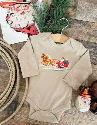 Dashing Through The Snow Christmas Design (l/s Onesie/Youth Tee)(Clay)