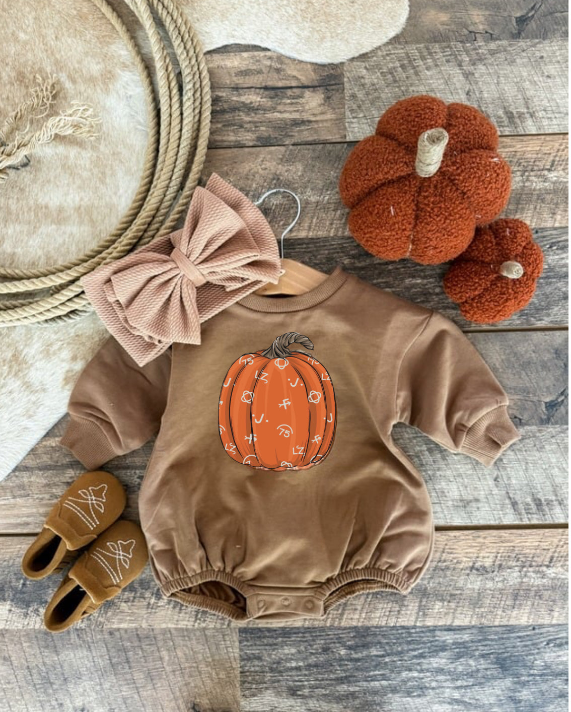 Branded Pumpkin Bubble Romper(brown)