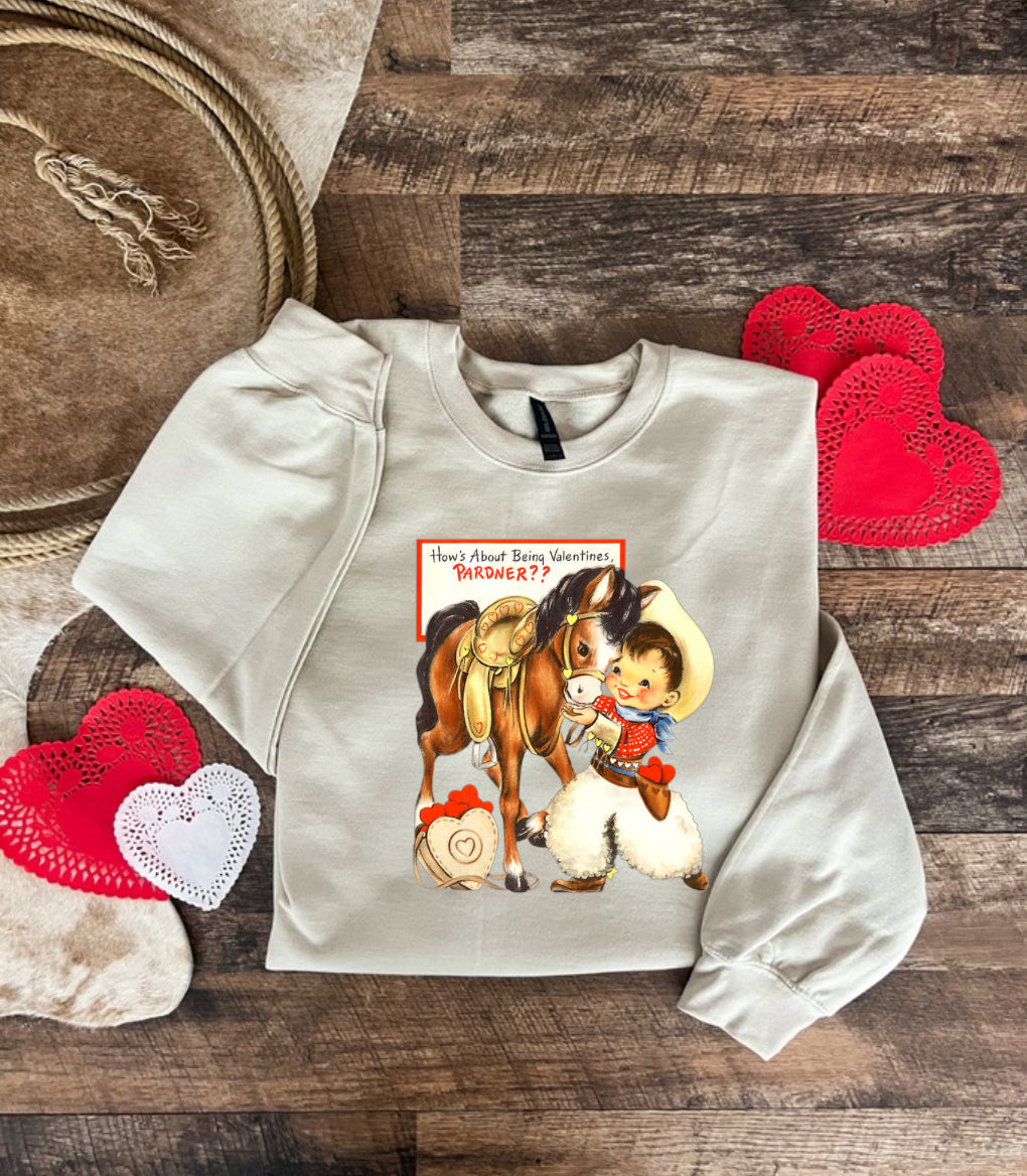 Pardner Vintage Cowboy Tee or Sweatshirt (Adult) (Cream)