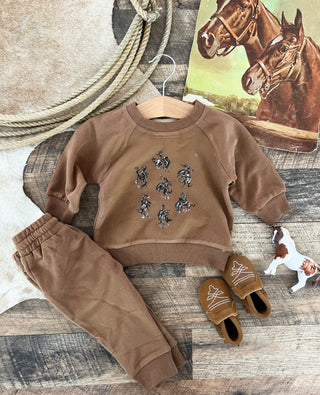 Rodeo Rowdy  Lounge Set(cognac)(FRINGED EXCLUSIVE)