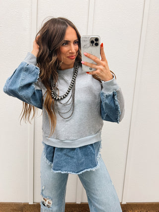 Denim Knit Top (H Grey)