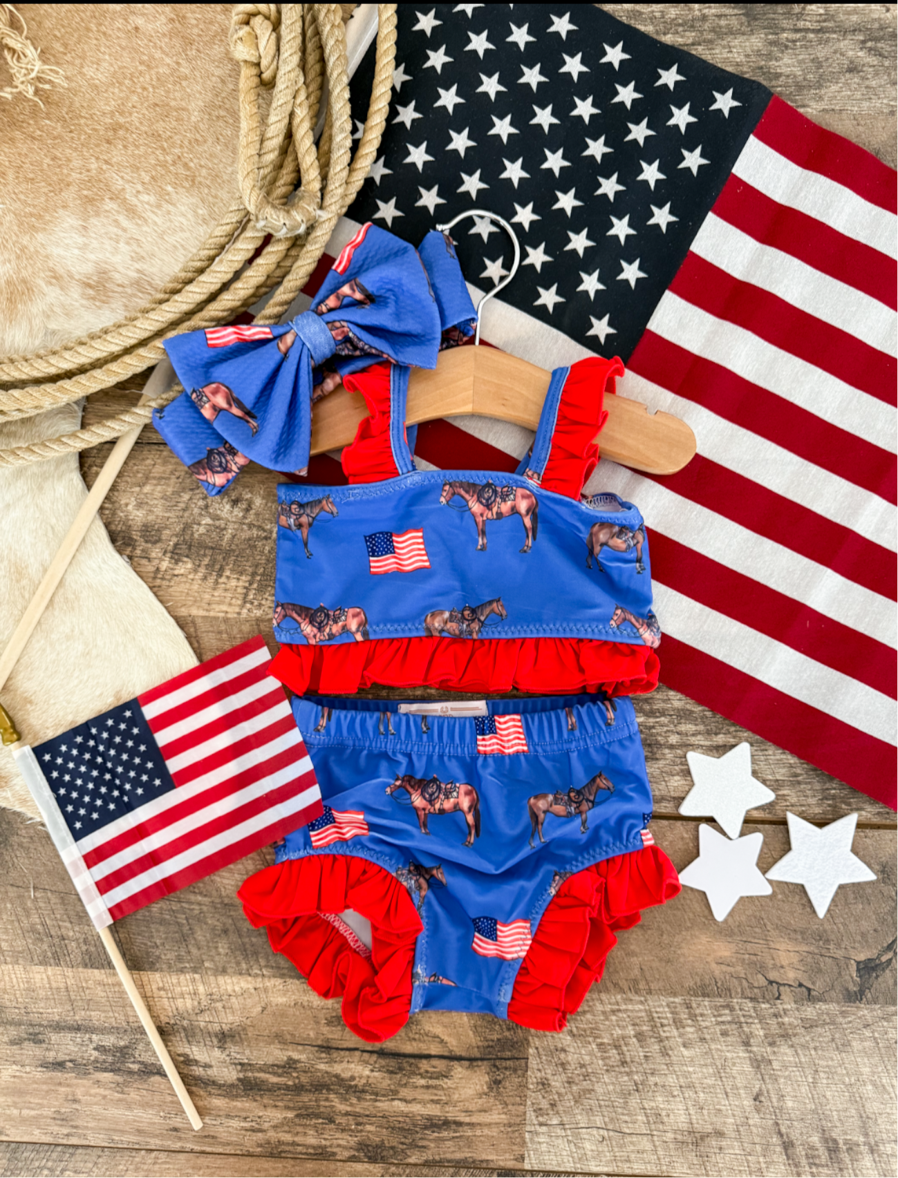 American Horse Ruffle Two Piece Swimsuit(Minis)