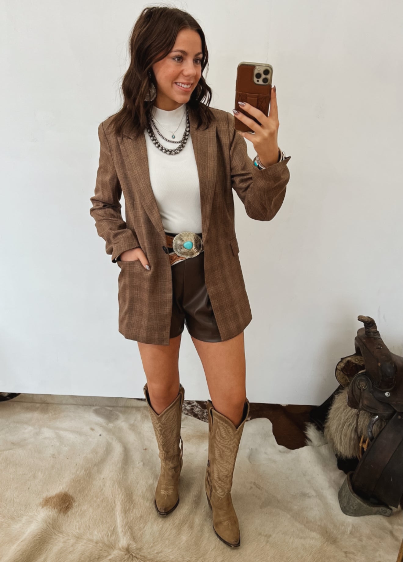 Chic Cowgirl Plaid Blazer