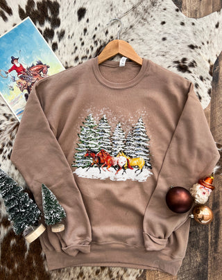 Winter Horses Christmas Sweatshirt (adult)