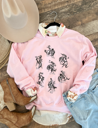 Rowdy Rodeo Tee Or Sweatshirt (Adult)(Heather pink)