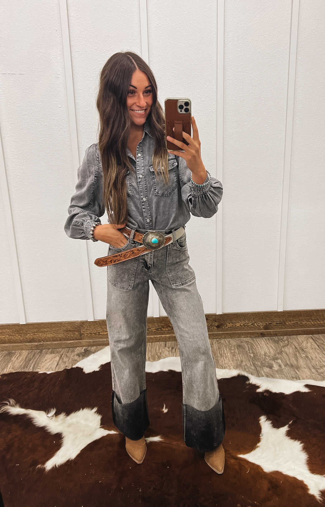 Make Me Wanna Denim Pearl Snap (Black)