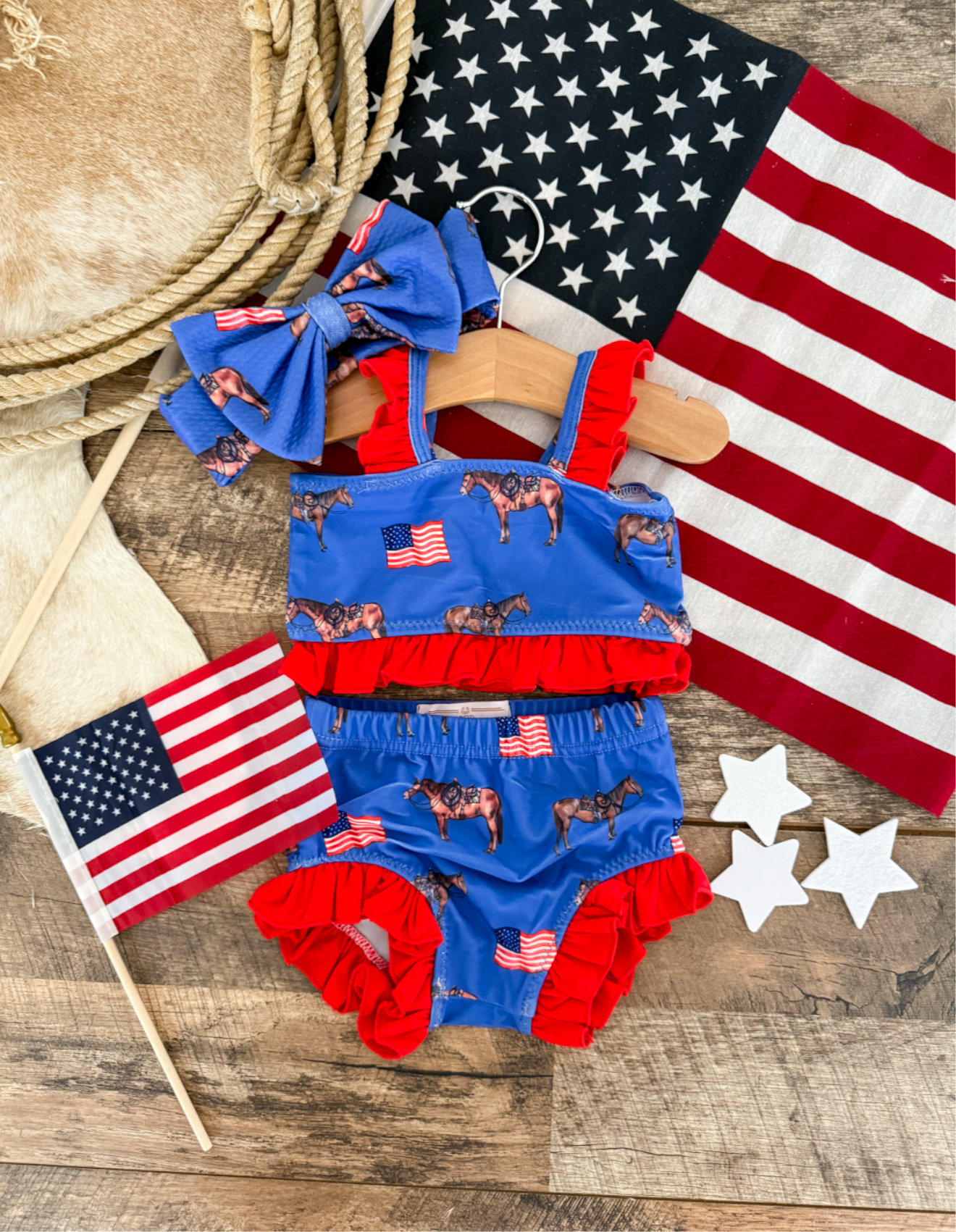 American Horse Ruffle Two Piece Swimsuit(Minis)