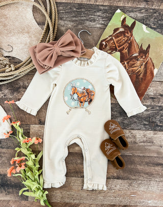 Easter Horse  Waffle Romper(Infant)(Cream)