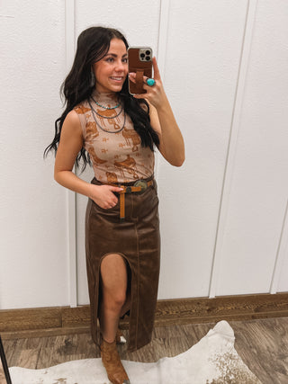 Western Babe Faux Leather Skirt