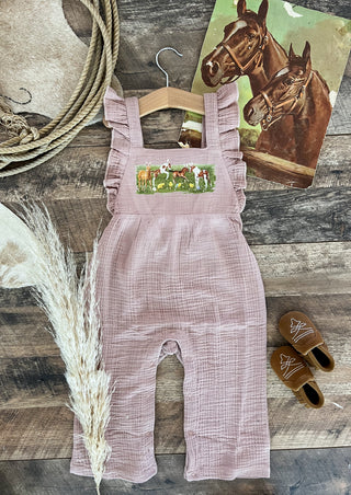 Easter Spring Pony Romper (Dusty Mauve)