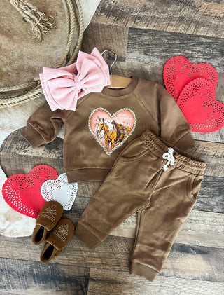 Heart Horse Valentines Lounge Set(Infant/Toddler)(Cognac/Coyote)