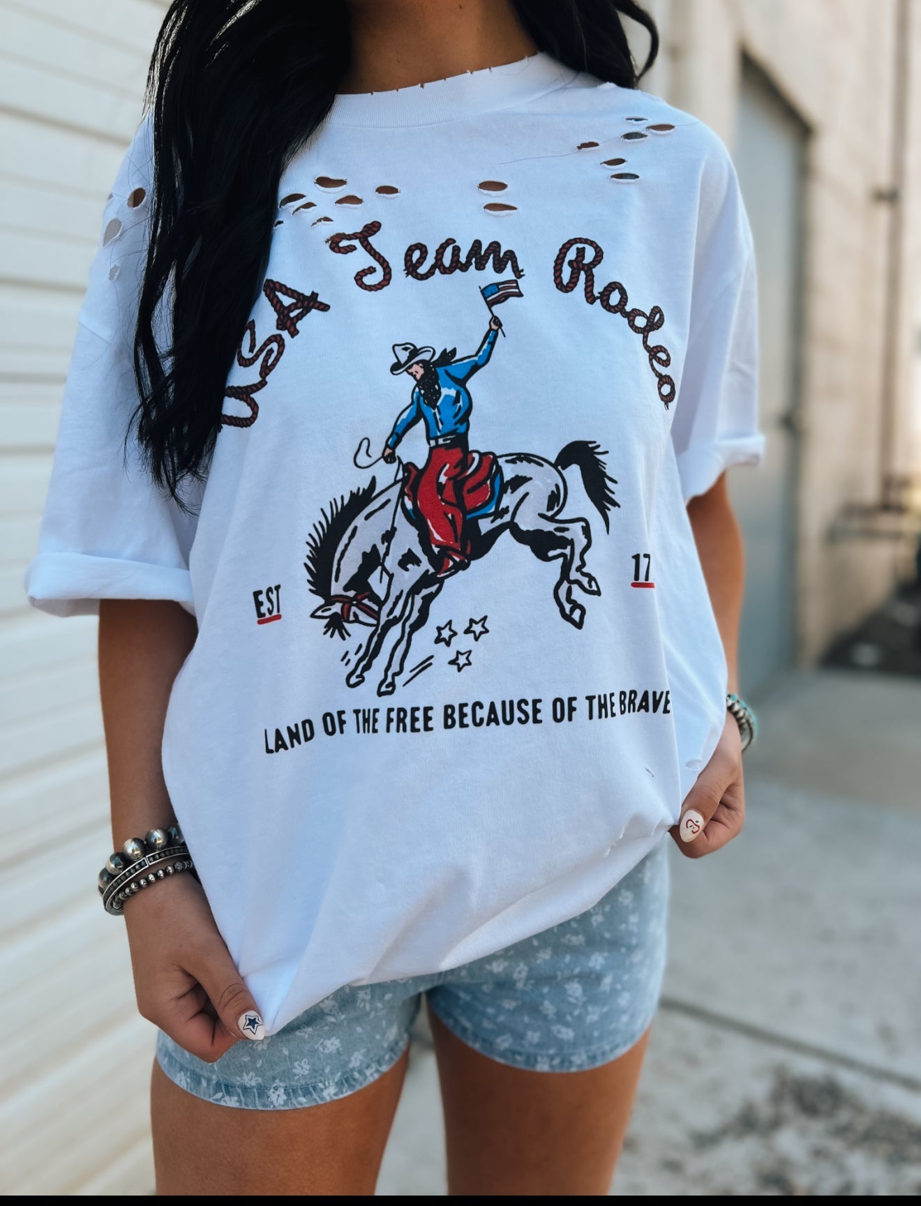 USA Team Rodeo Bronc Distressed Tee