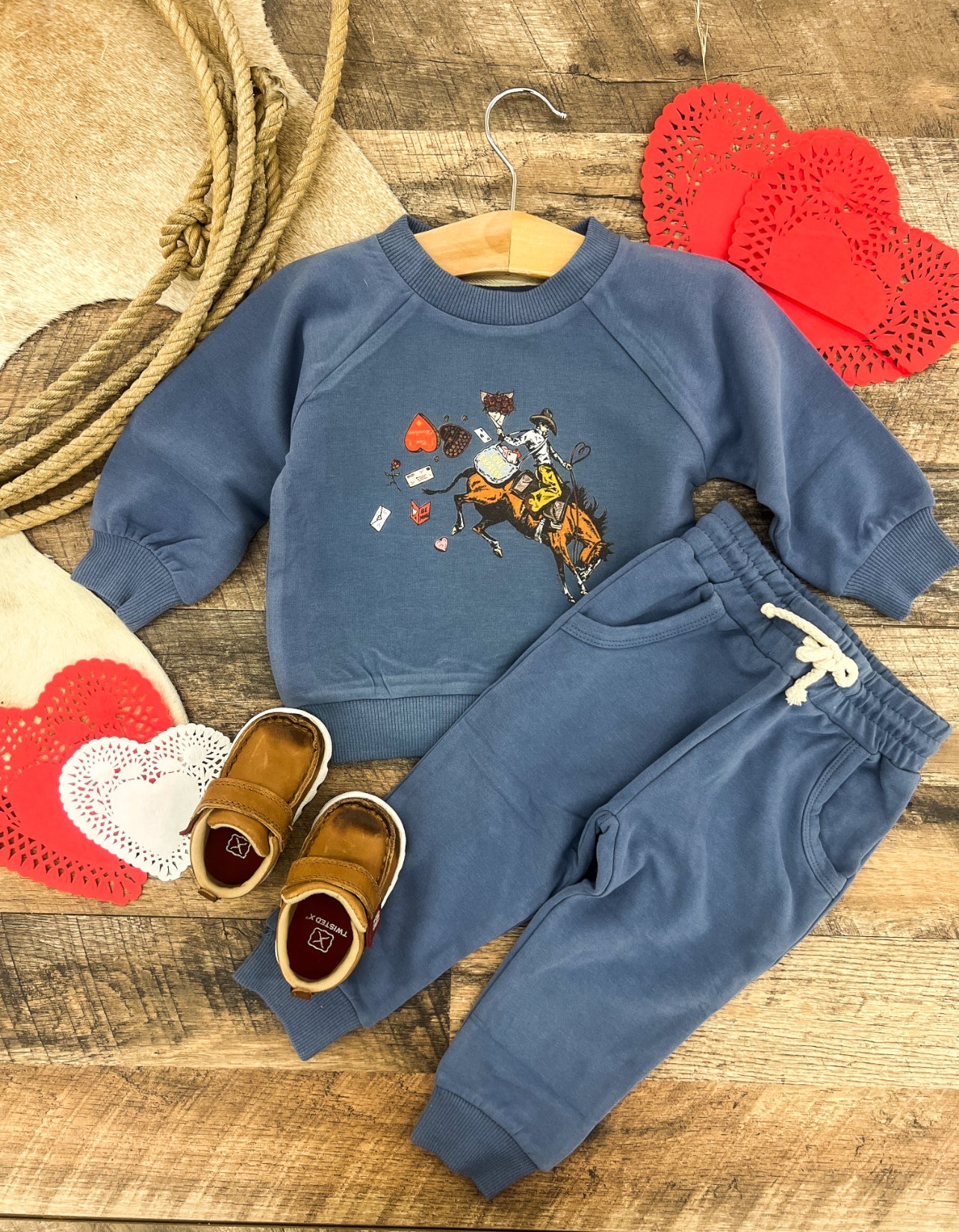 Special Delivery Valentines Lounge Set(Infant/Toddler)(blue)