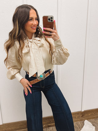 Golden Cowgirl Front Tie Blouse